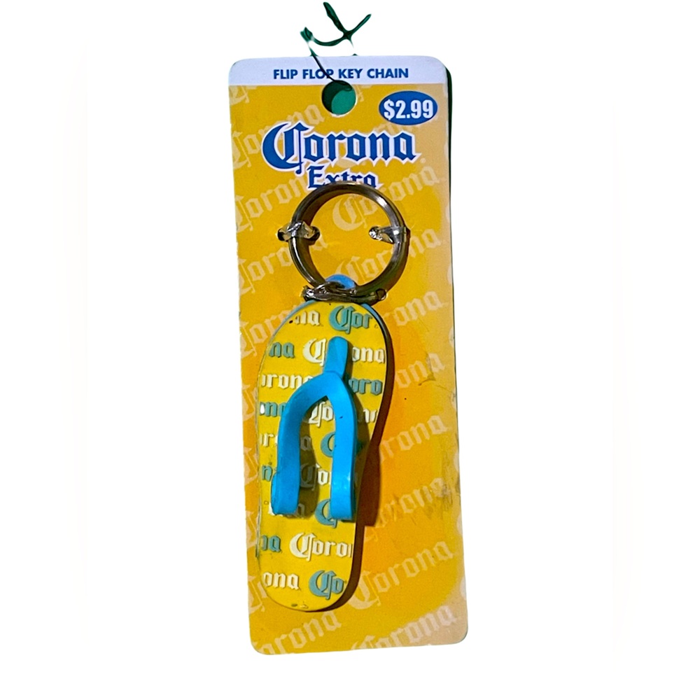 Corona Yellow and Blue Flip Flop Keychain